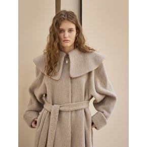 Gold Trimmed Wide Collar Loose Fit Long Coat