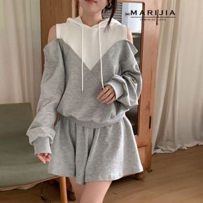 사선 후드 투피스 세트 MSTC11100_P436751114