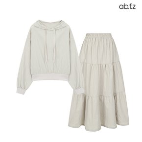 후드넥 티셔츠 플레어 스커트 세트 (AFZ5MKA1A)