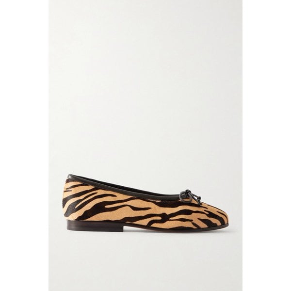 로플러 랜달 노엘 보우 디테일 가죽 트리밍 지브라 발레리나 플랫 46376663163039311