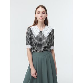 21SS SAILOR COLLAR BLOUSE-CREAM CHECK