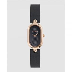 5020155 Furla Ooh Rose Gold-Tone Black Leather Watch - 103441444