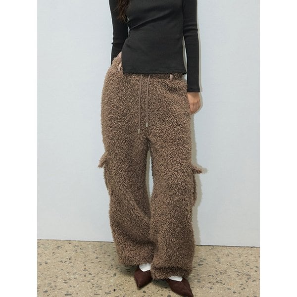 CURLY FUR SWEAT PANTS BROWN