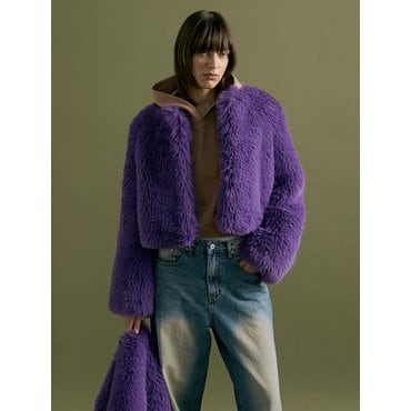 몰리올리 SUNNY cropped bulky fur jacket [purple]