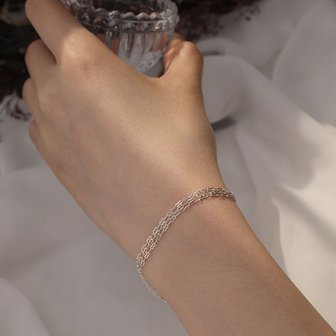 메리그린 92.5 실버 릴리 세줄체인 팔찌