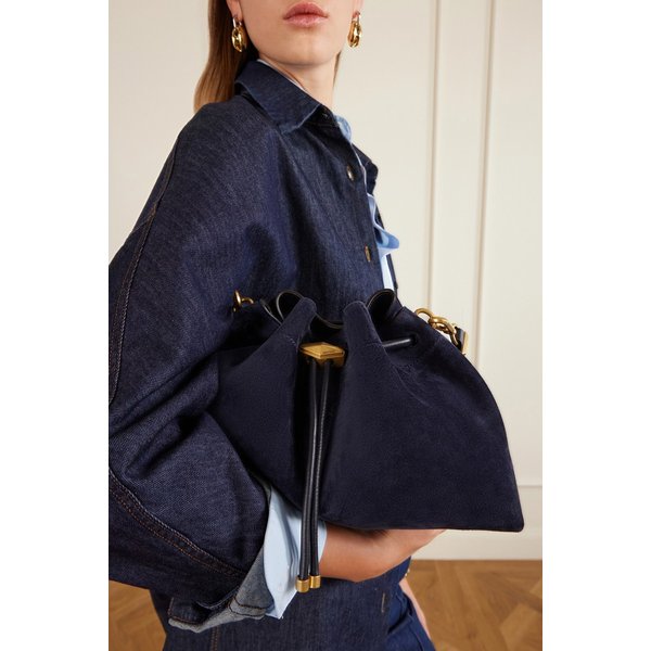 신치 미디엄 가죽 트리밍 스웨이드 숄더백 46376663162955455