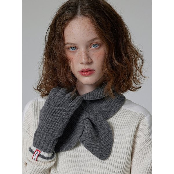 [WOMEN] 에센셜 니트 핑거홀 장갑 - 차콜 HDW0002CGZCHC