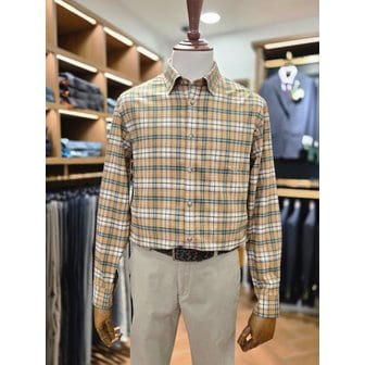 브렌우드 [여주점] 코오롱 브렌우드 남성 옐로우 멀티체크 캐주얼 셔츠 BRSAW25451YEX