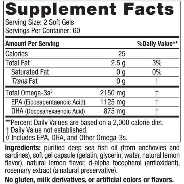 노르딕 내추럴스 얼티메이트 오메가3 2X 2150mg 120소프트젤 레몬맛