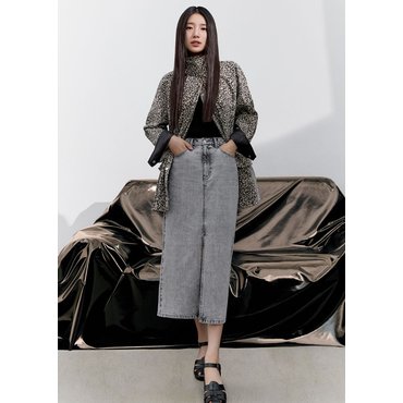 게스 [게스진] [SUZY] YP2D5563 여성 블리치드 그레이 앞트임 롱 스커트_GREY