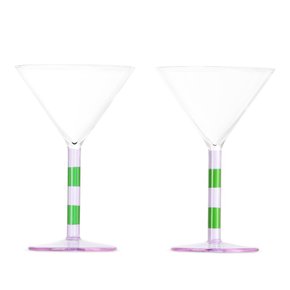 파지크 퍼플 & 그린 스트라이프 마티니잔 세트 Martini Glasses Lilac/Green Lilac/Green