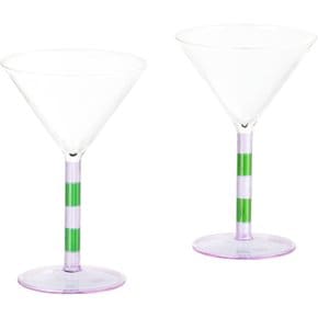 파지크 퍼플 & 그린 스트라이프 마티니잔 세트 Martini Glasses Lilac/Green Lilac/Green