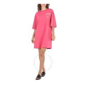 모스키노 여성 Gem-logo 티셔츠 드레스 원피스 Fucsia, 브랜드 사이즈 36 (US 사이즈 2) 여성 04