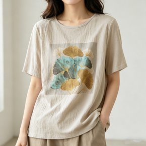 ATMARK 레트스퀘어그래픽리넨티셔츠_AA63TS055G
