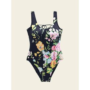 Floral print swimsuit (Black)