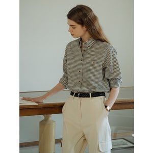 틸아이다이 Gingham check soft cotton shirt_Black