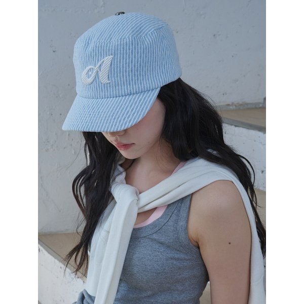 Argyle Stripe Denim Pillbox Cap (2 Colors)