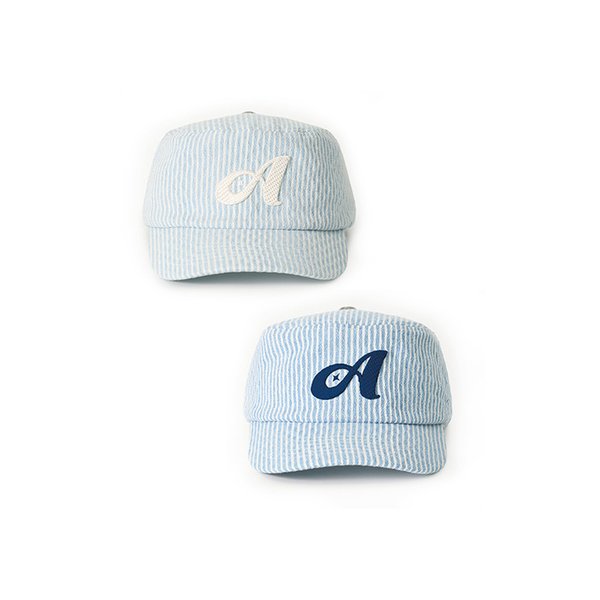 Argyle Stripe Denim Pillbox Cap (2 Colors)