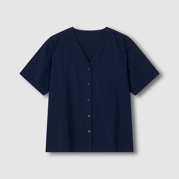 여 시어서커 브이넥 5부 파자마 세트 J216201076056