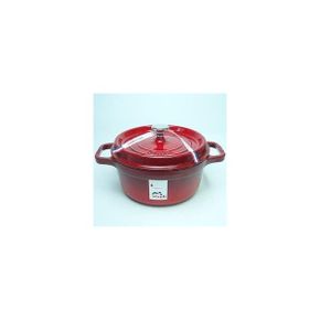 일본 스타우브 냄비0108 staub Cocotte Round Ronde 8.7 inches 22 cm Cherry Red 06 Double Han