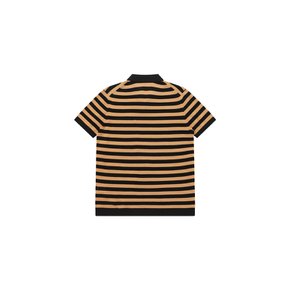 Polo Open Collar Stripe Short Sleeve Knit_Ocher