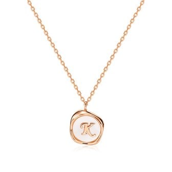  [비앤비골드] 14K 물결 자개 코인 이니셜 체인 목걸이 MNN41959