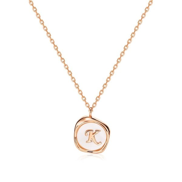 [비앤비골드] 14K 물결 자개 코인 이니셜 체인 목걸이 MNN41959