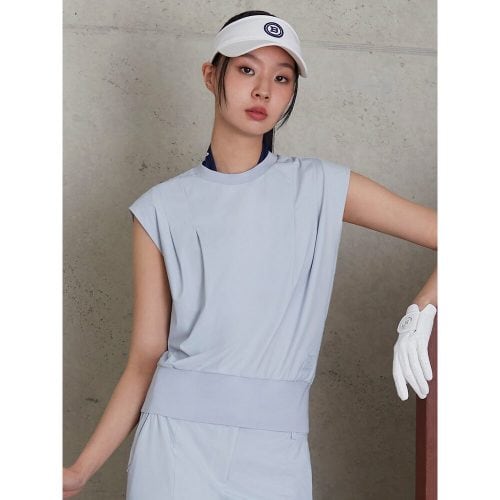 (BJ4342A09Q)여성 라운드넥 저지 베스트 - 스카이 블루