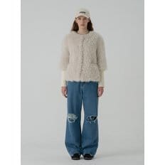 Shearling Faux Fur detachable Knit Sleeve - Cream