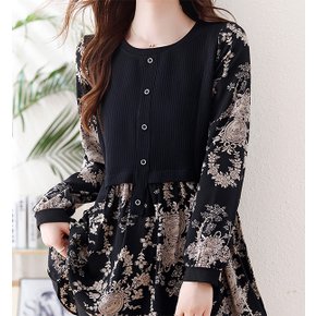 플라워패턴 조끼레이어드 롱블라우스 8BC219