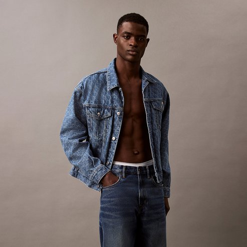 Calvin Klein Jeans 남성 미드블루 90s AOP 데님 자켓(4LB773G)