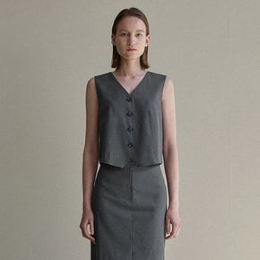 (VT-0266)FLO LINEN SET-UP V-NECK VEST