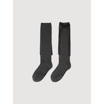 럭키슈에뜨 Ribbon Point Knee Socks (Dark grey) LXLAX26160GYD