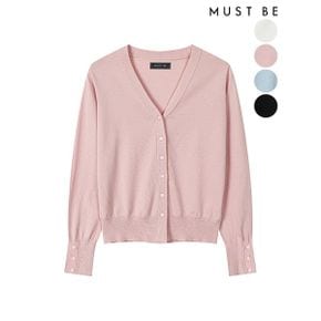 여성 소매 단추 브이넥 가디건_P391429036