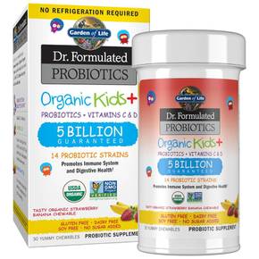 닥터포뮬레이티드 오가닉 키즈 50억CFU 프로바이오틱스 어린이 유산균 딸기바나나맛 30정