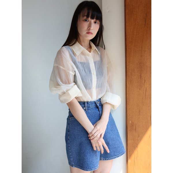 OVERSIZED SHEER SHIRT / CREAM