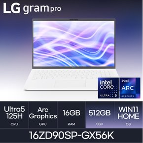 LG전자 그램 프로16 16ZD90SP-GX56K(WIN11HOME/SSD512GB/RAM16GB) HMC