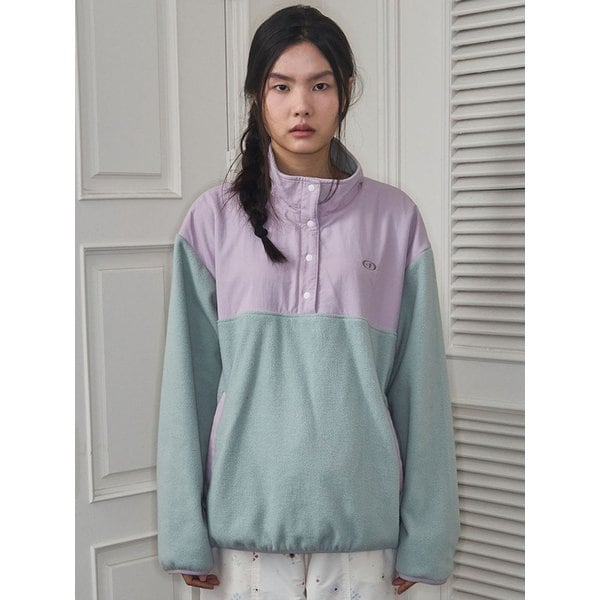 Soft two-tone fleece pullover - Purple mint