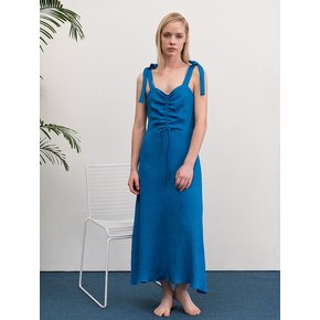 Deep Blue Pleated Slip Dress