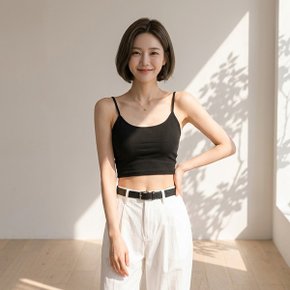 여성 레이어드 골지 끈 크롭 브라탑 스판 나시티 캡내장  1013W_P428109170