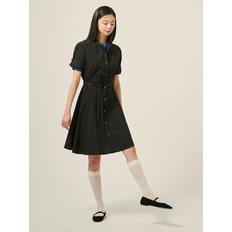 25SS 밴드넥 7부 소매 쇼트 원피스 - 블랙 BF5471C085
