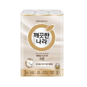 깨끗한나라 촉앤감 시그니처 쉬폰 화장지 3겹 27M 30롤