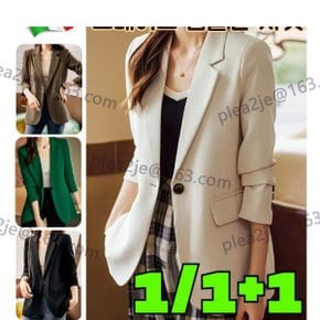 1/1+1 얇고 심플한 드레이프 자켓 여성정장자켓 드레이프 심플한 자켓 허리선을 잘록하게/날씬해 보이게