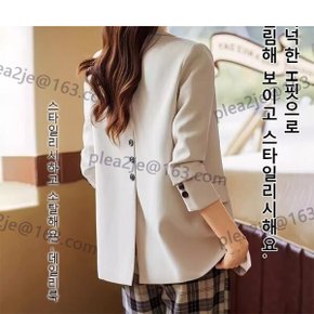 1/1+1 얇고 심플한 드레이프 자켓 여성정장자켓 드레이프 심플한 자켓 허리선을 잘록하게/날씬해 보이게