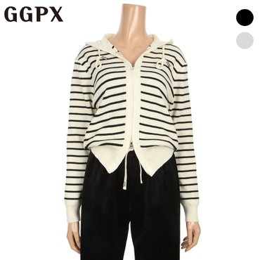 GGPX 투웨이 골지 후드 단가라 니트 가디건 (GNHKGB41F)