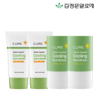 김정문알로에 큐어 쿨링선스틱2개+쿨링선크림40ml 2개