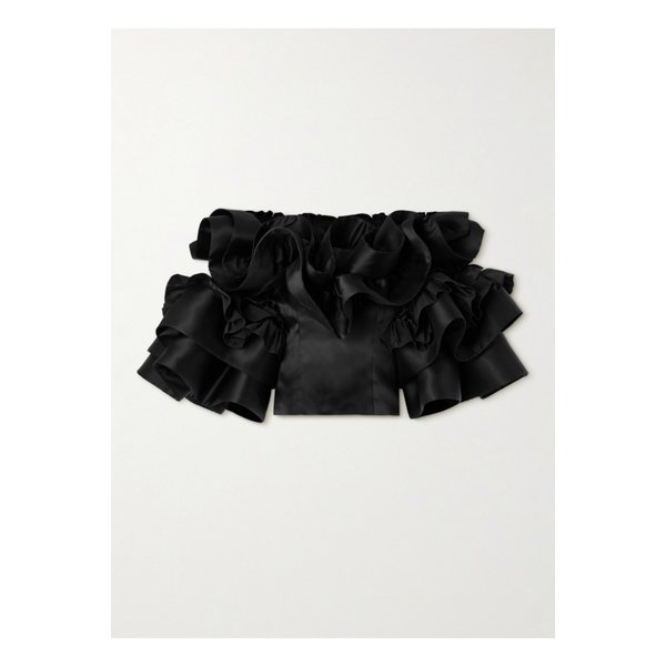 크리스토퍼 존 로저스 러플 실크 태피터 탑 블랙 1647597335742872