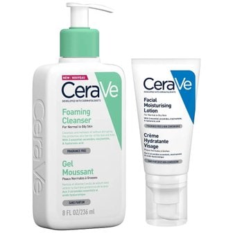  세라비 CeraVe 포밍 클렌저 무향 236ml + 페이셜 모이스처라이징 로션 52ml 세트