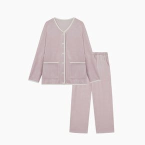 *정상가 49,900원*여 라이트 밍크플리스 브이넥 파자마 세트_PINK