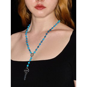 KEY & BEADS NECKLACE (TURKISHBLUE)